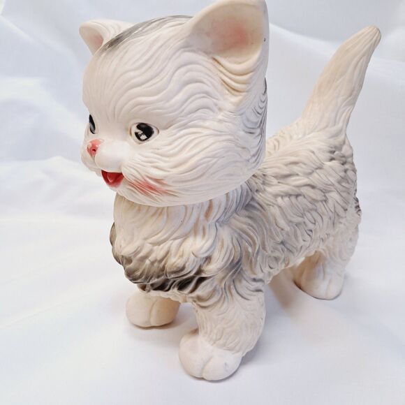 Vintage 1960 Edward Mobley Kitty Cat Head Move Squeaky Rubber Toy 9" Arrow - Picture 2 of 16